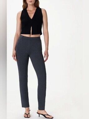 Quince Ultra-Stretch Ponte Straight Leg Pants Gray Size Medium Tall